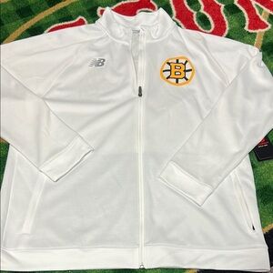 NWT Boston Bruins Centennial Zip Up Jacket Size XXL New Balance White Oversized